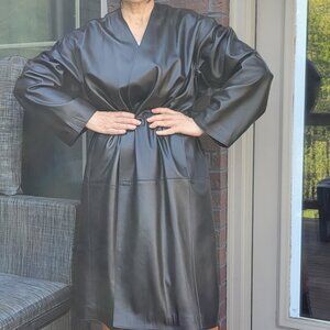 Zara 100% Real Leather Duster Jacket Coat in Black